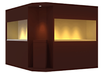 組合式展櫃，燈光(guāng)采用(yòng)博物(wù)館級扭眼可(kě)調節LED射燈